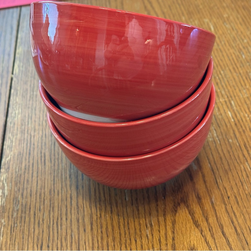 Set Of 3 Red Ceramic Bowls Home Essentials And Beyond